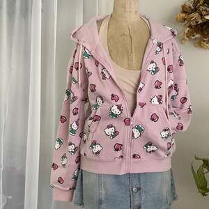 Hello Kitty Women's Zip-Up Graphic Hoodie with Ears and Bow